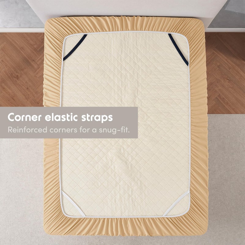 Nestl Camel Gold Extra Deep Pocket Fitted Sheet Full Size, Hotel Luxury Deep Pocket Full Size Fitted Sheet Only Easily Fits 18 to 24 Inch Mattress, Soft, Wrinkle-Free, Breathable with Corner Straps - Image 5